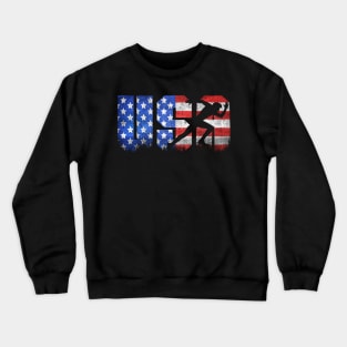 American Flag US USA Track Run Crewneck Sweatshirt